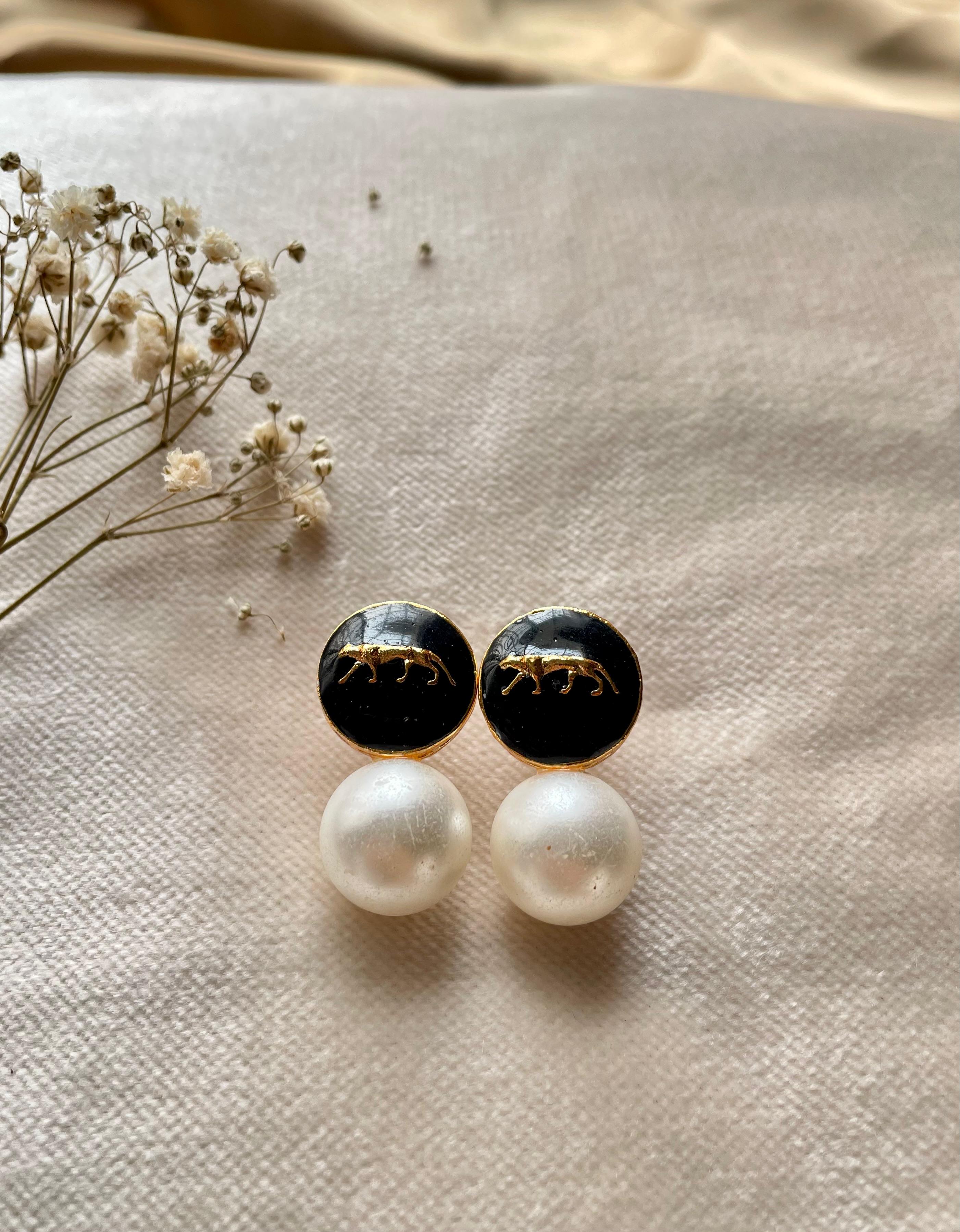 Gold Plated Sabyasachi Inspired Studs - Black