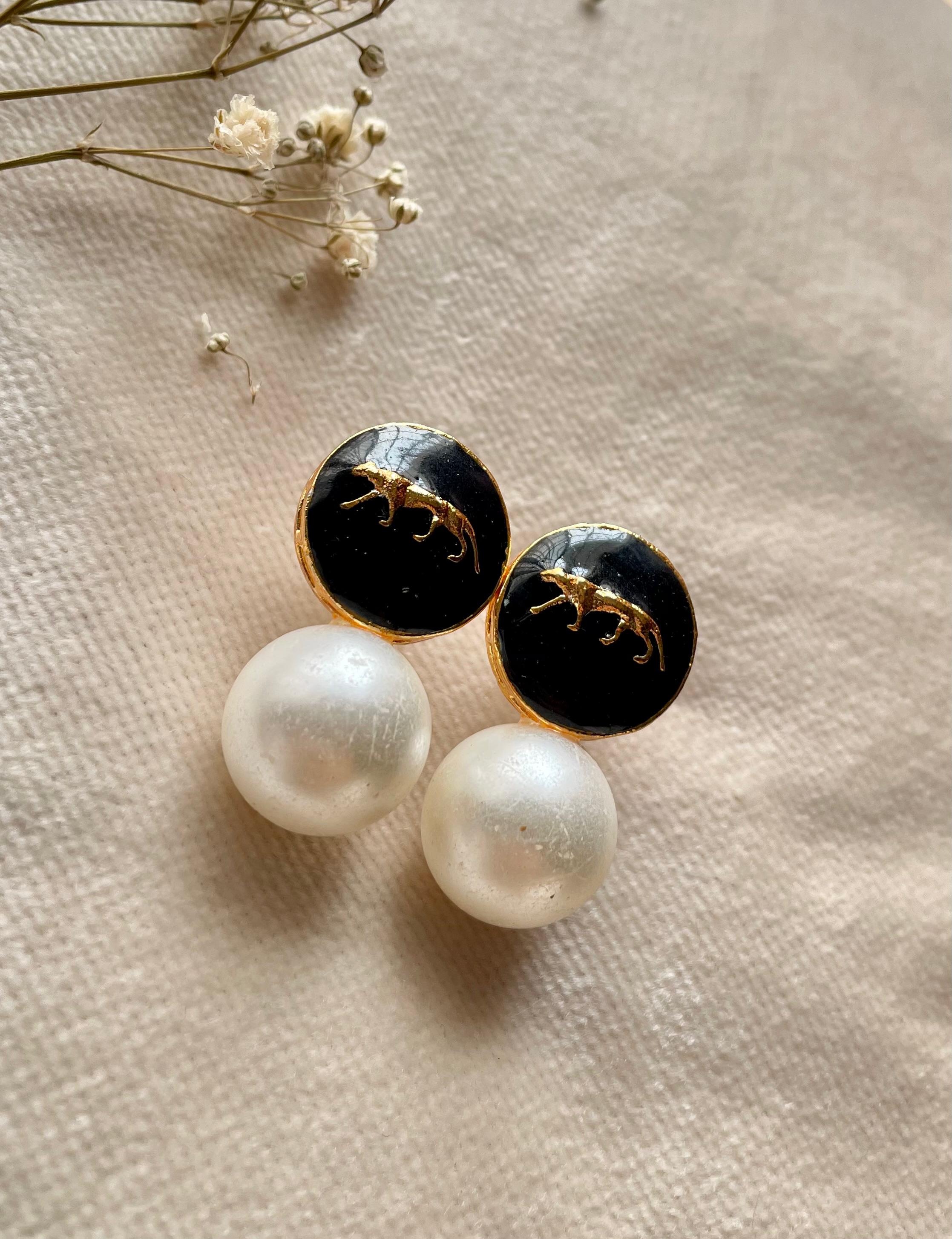 Gold Plated Sabyasachi Inspired Studs - Black