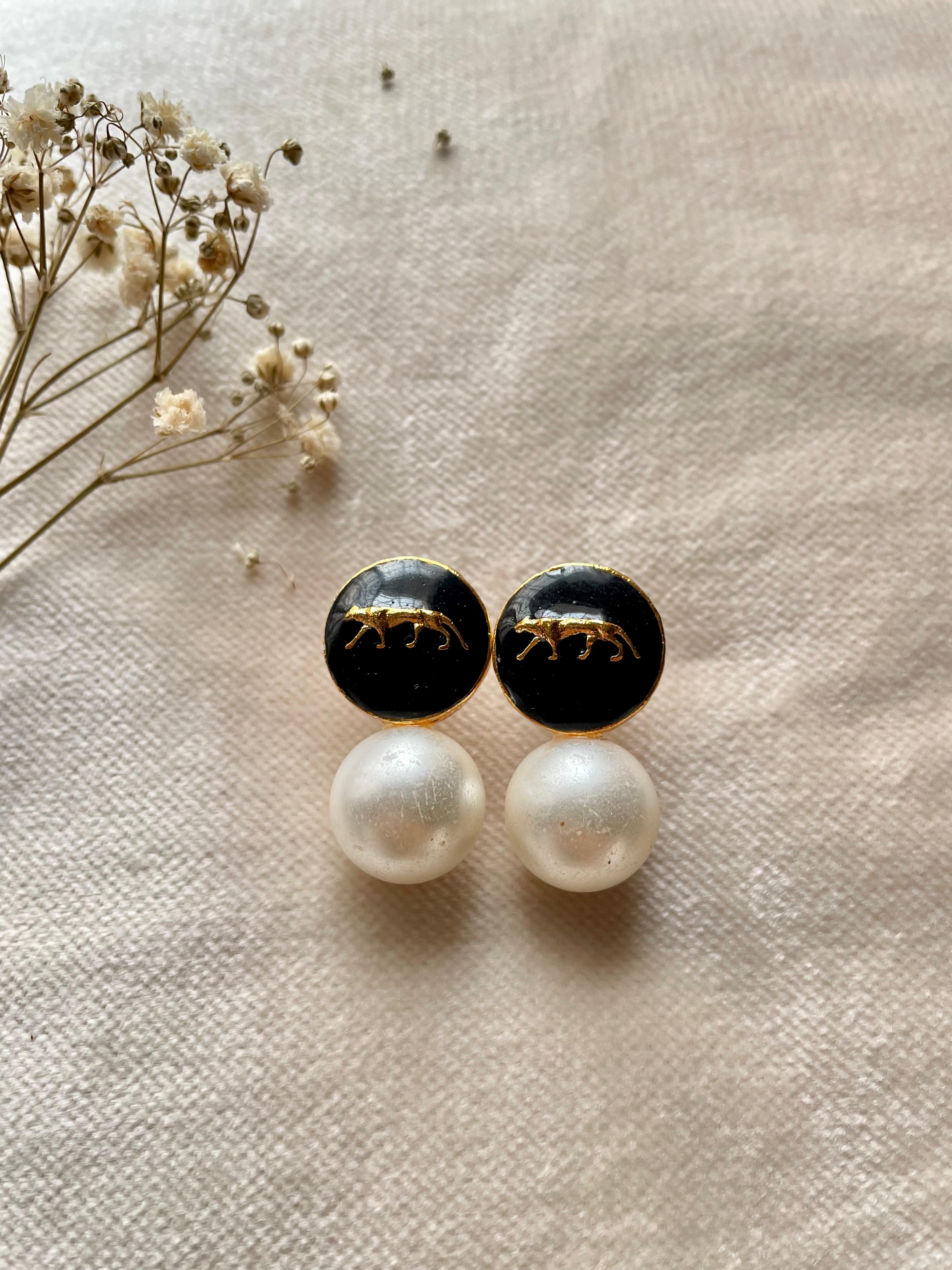 Gold Plated Sabyasachi Inspired Studs - Black