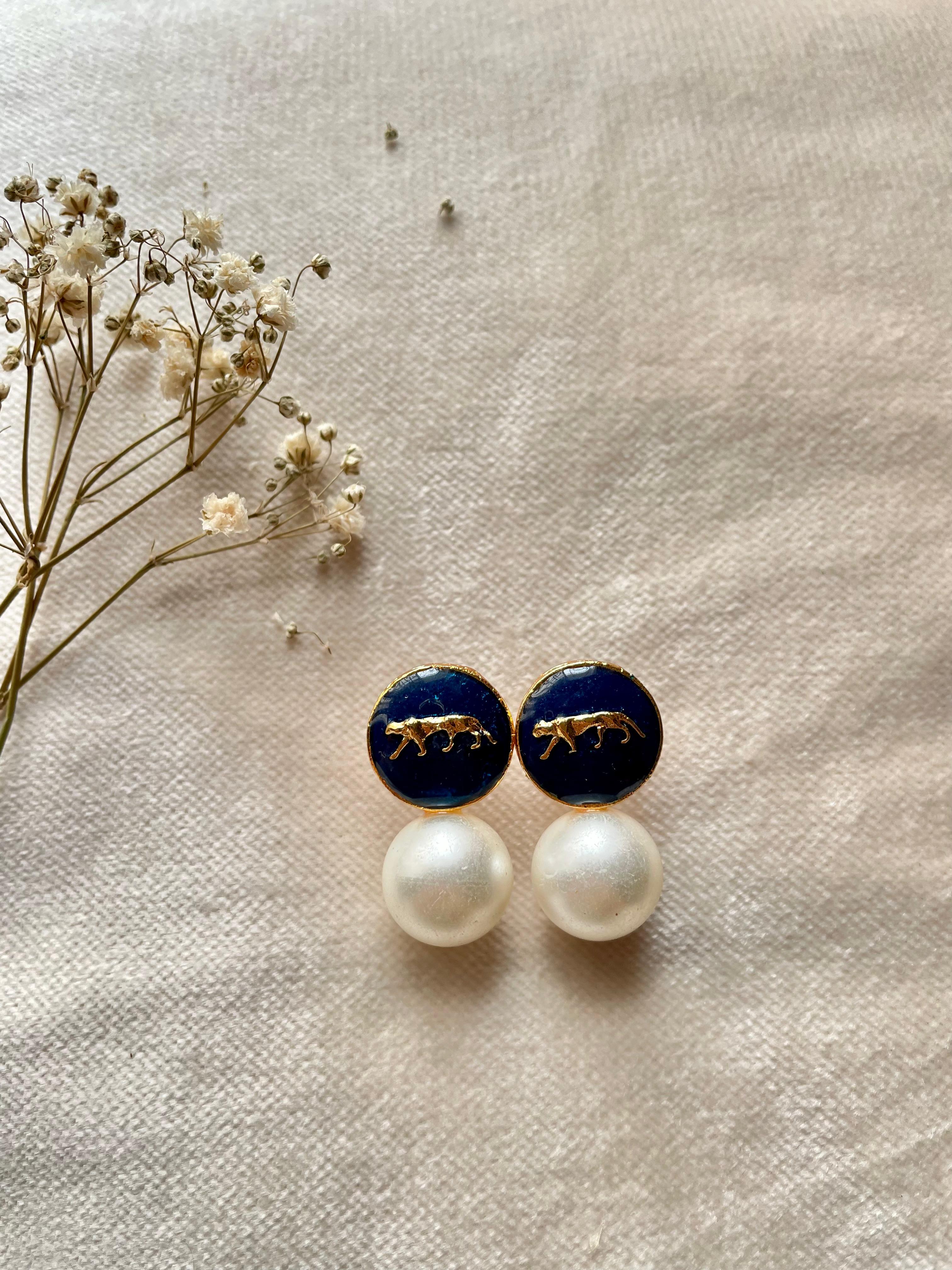 Sabyasachi Inspired Studs - Navy Blue