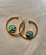 Hummingbird Loop Earrings - Turquoise
