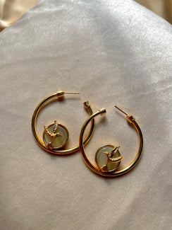 Hummingbird Loop Earrings - Moonstone