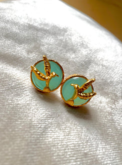 Gold-Plated Dove Tourmaline Studs
