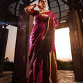 Riwayti Banarsi Silk: Maroon Emerald