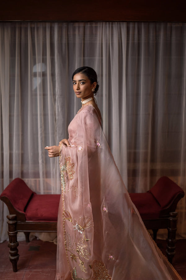 Embellished Dusty Rose Saree