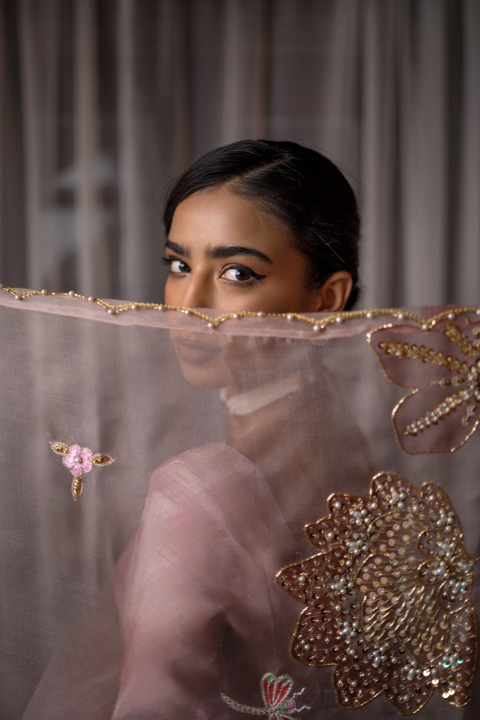 Embellished Dusty Rose Saree