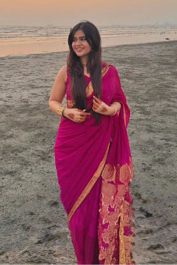 Chiffon Silk Banarsi - Wine Berry