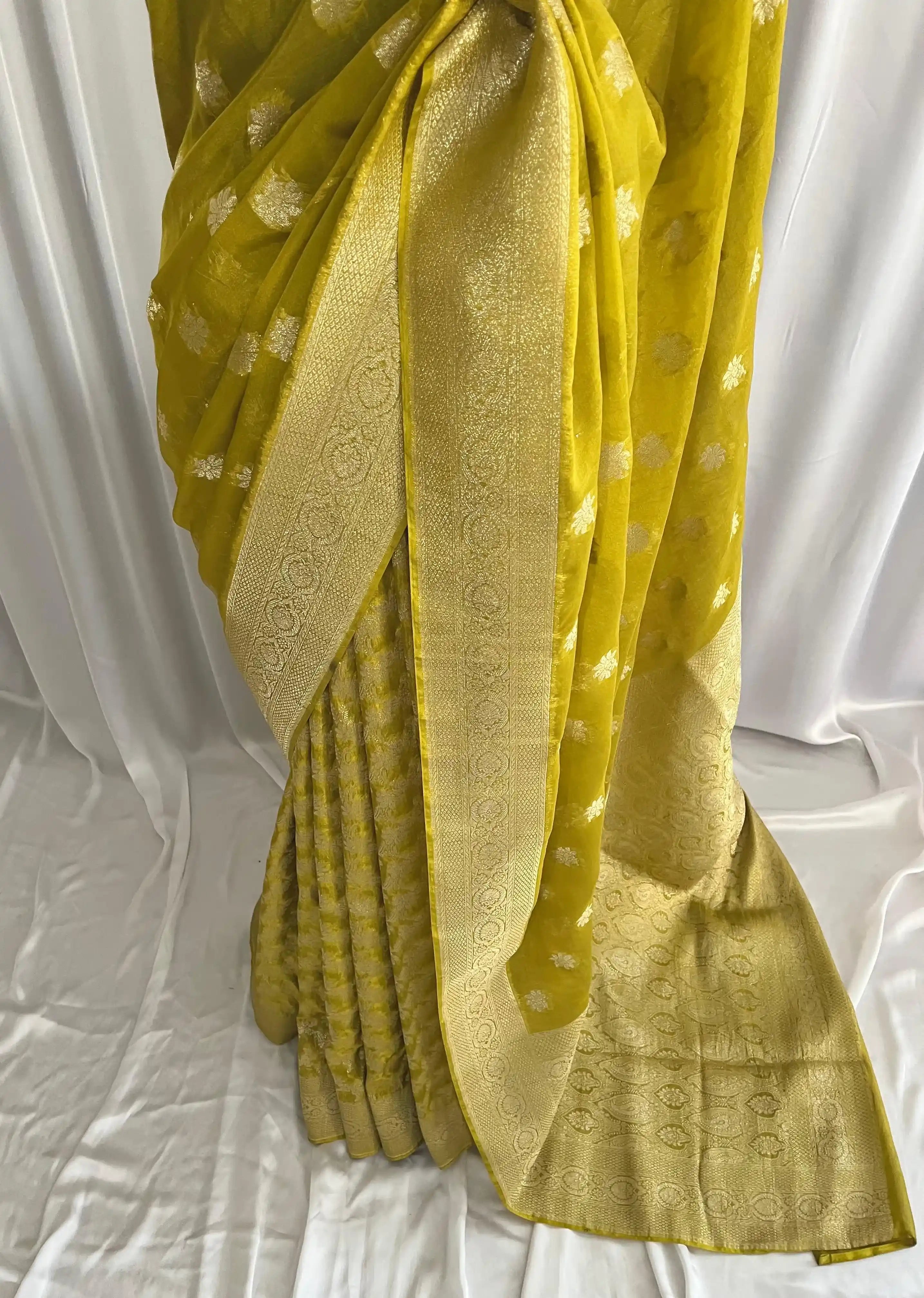 Chiffon Banarsi Jamavar: Lime Luxe