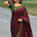 Riwayti Banarsi Silk: Maroon Emerald