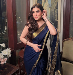 Chiffon Silk Banarsi - Navy Blue