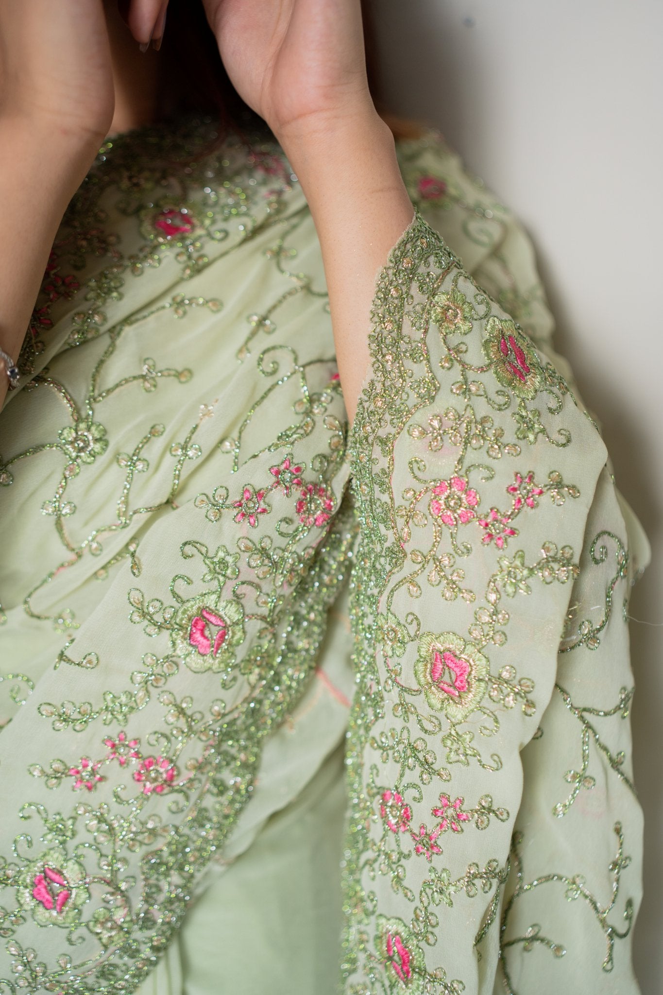 RTW - Mint Embroidered Chiffon: Daim