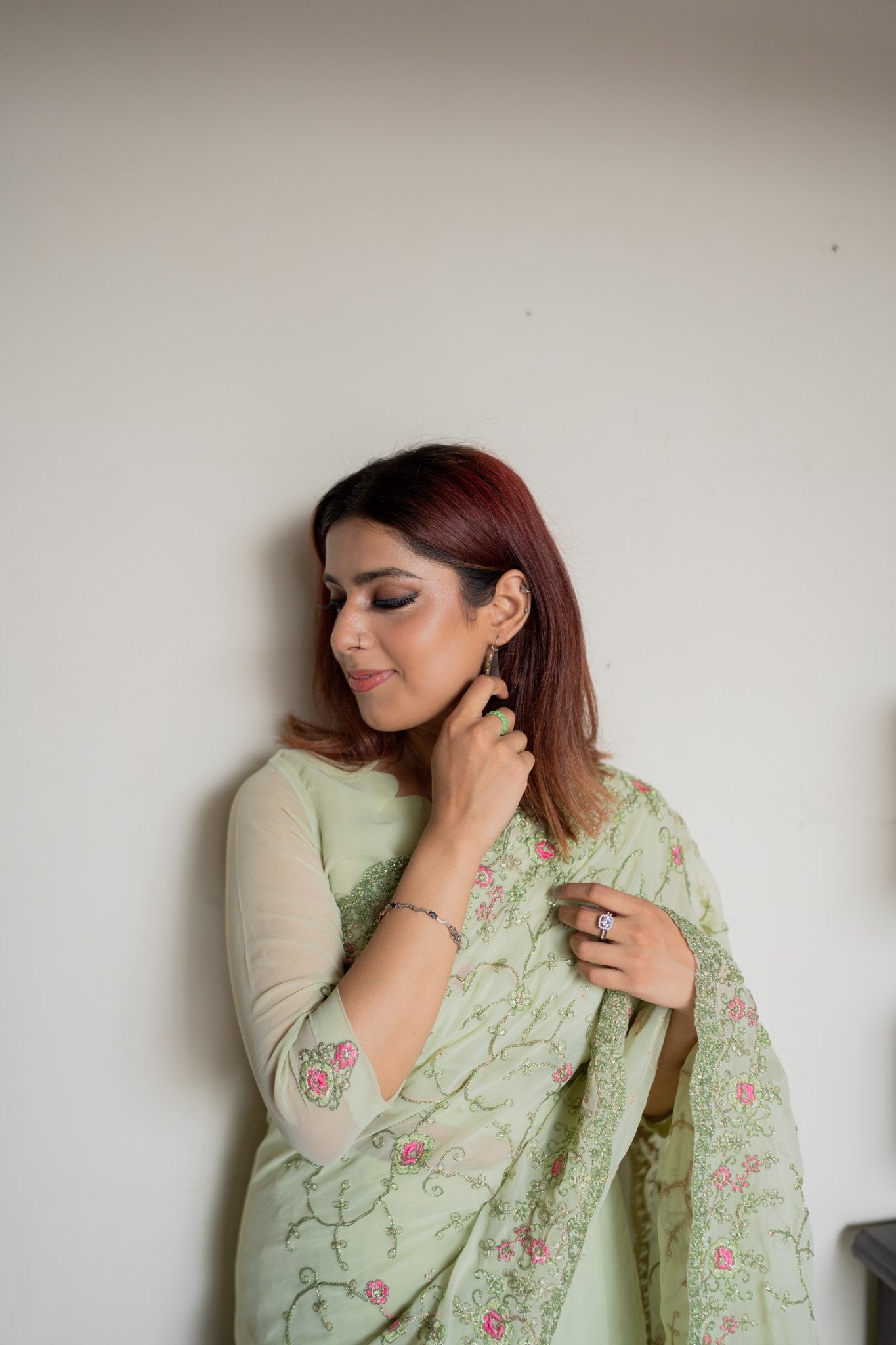 RTW - Mint Embroidered Chiffon: Daim