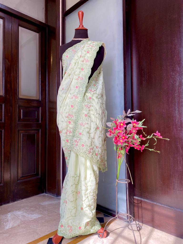 RTW - Mint Embroidered Chiffon: Daim