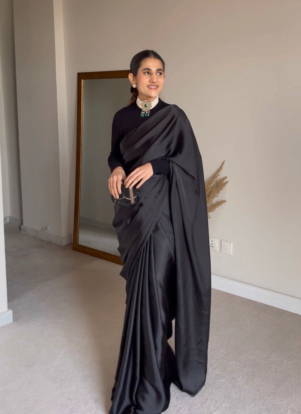 Sample Sale - Solid Charmeuse Silk: Black