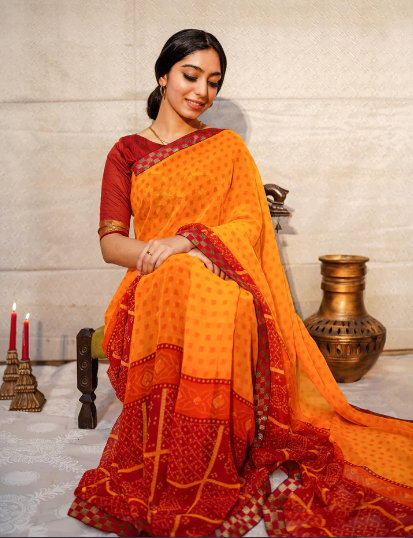 Chiffon chunri saree hotsell