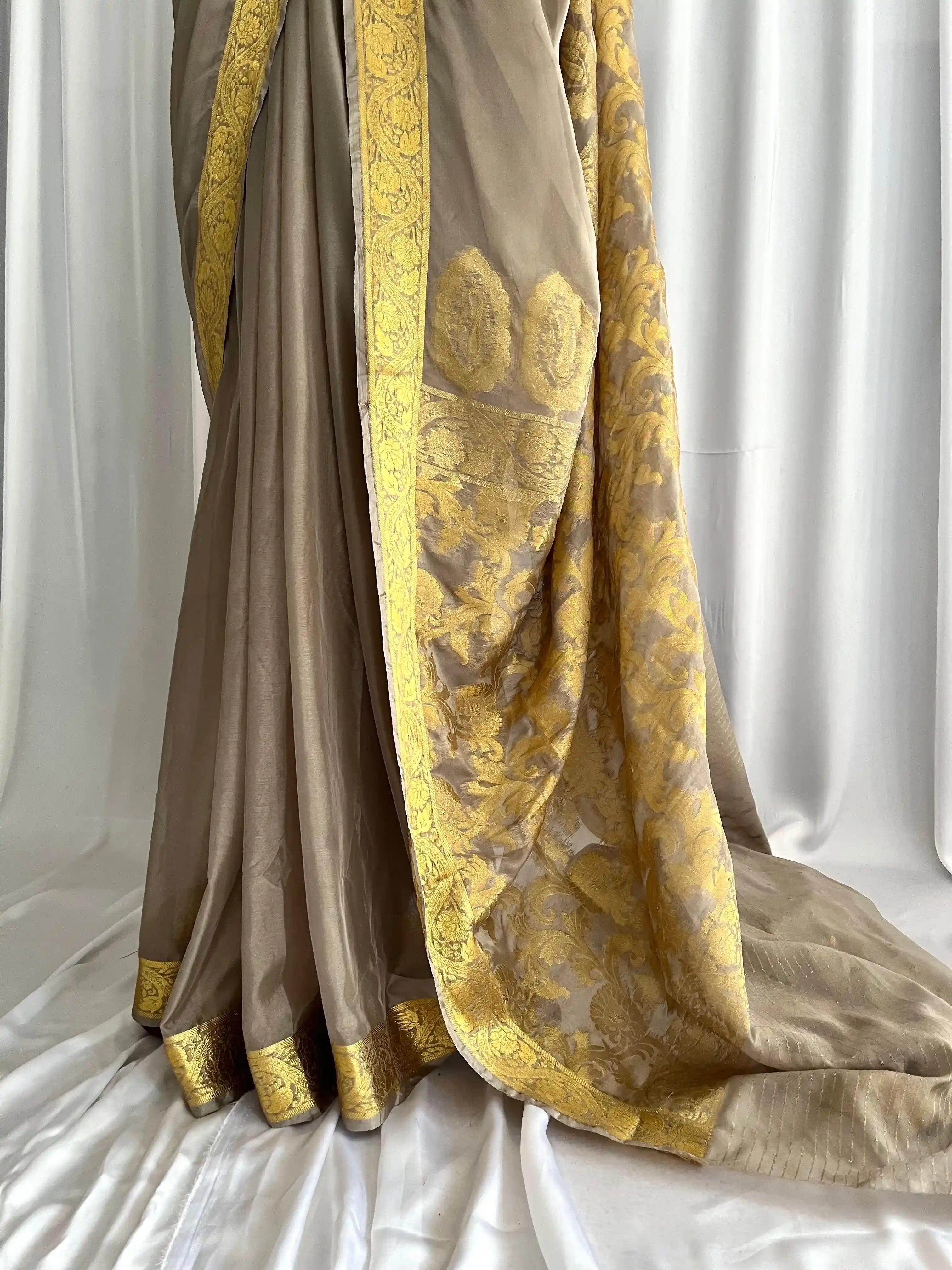 Chiffon Silk Banarsi - Smokestone