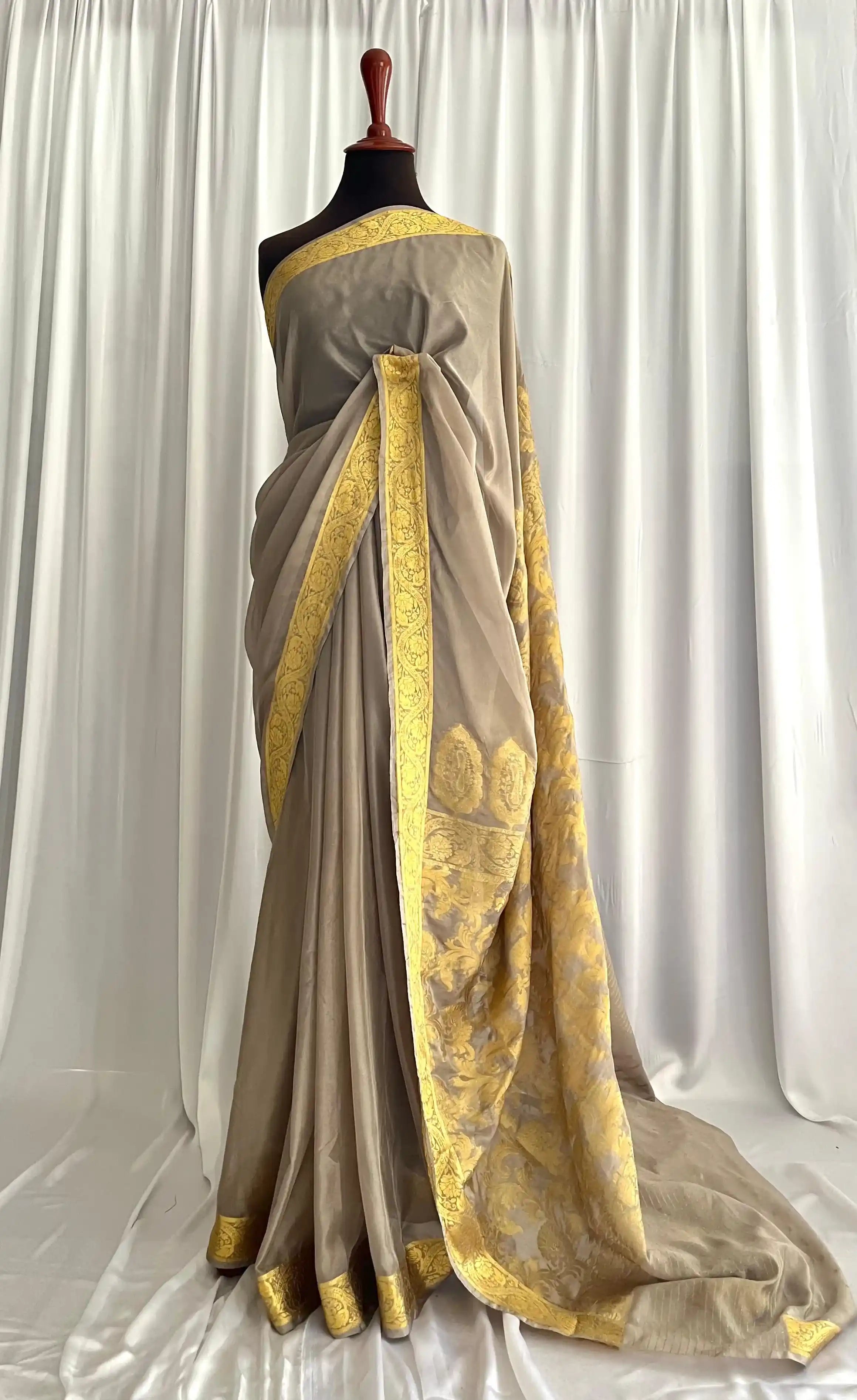 Chiffon Silk Banarsi - Smokestone