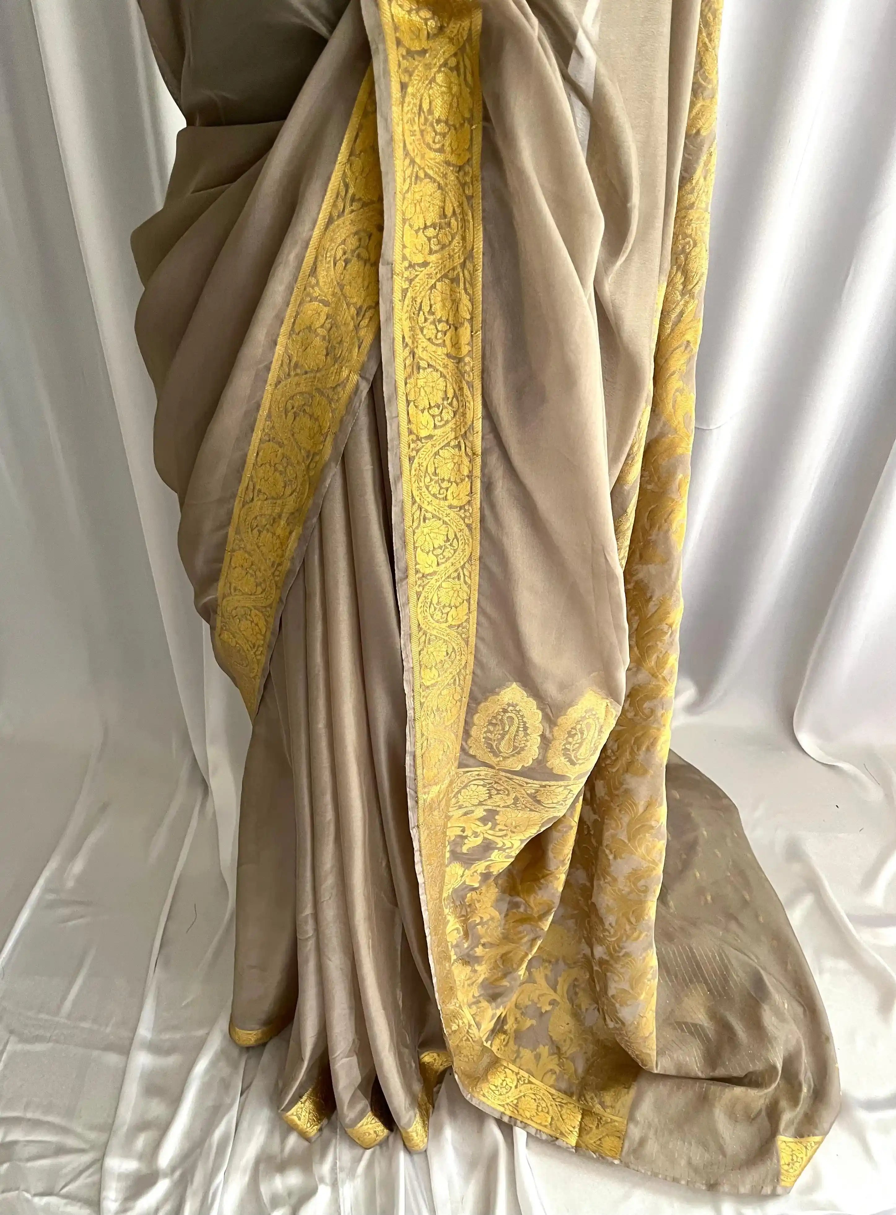 Chiffon Silk Banarsi - Smokestone