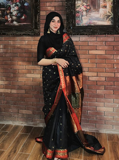 Riwayti Banarsi Silk: Smoky Black