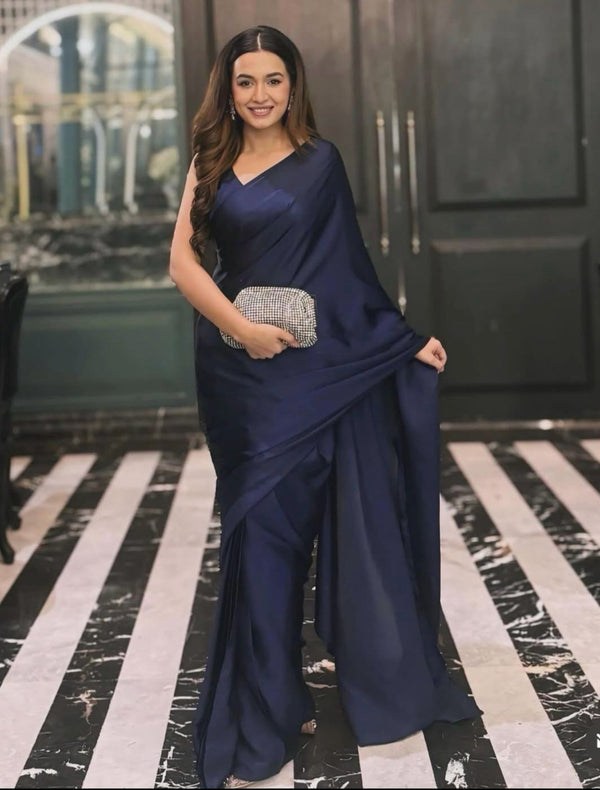 Solid Charmeuse: Navy Blue