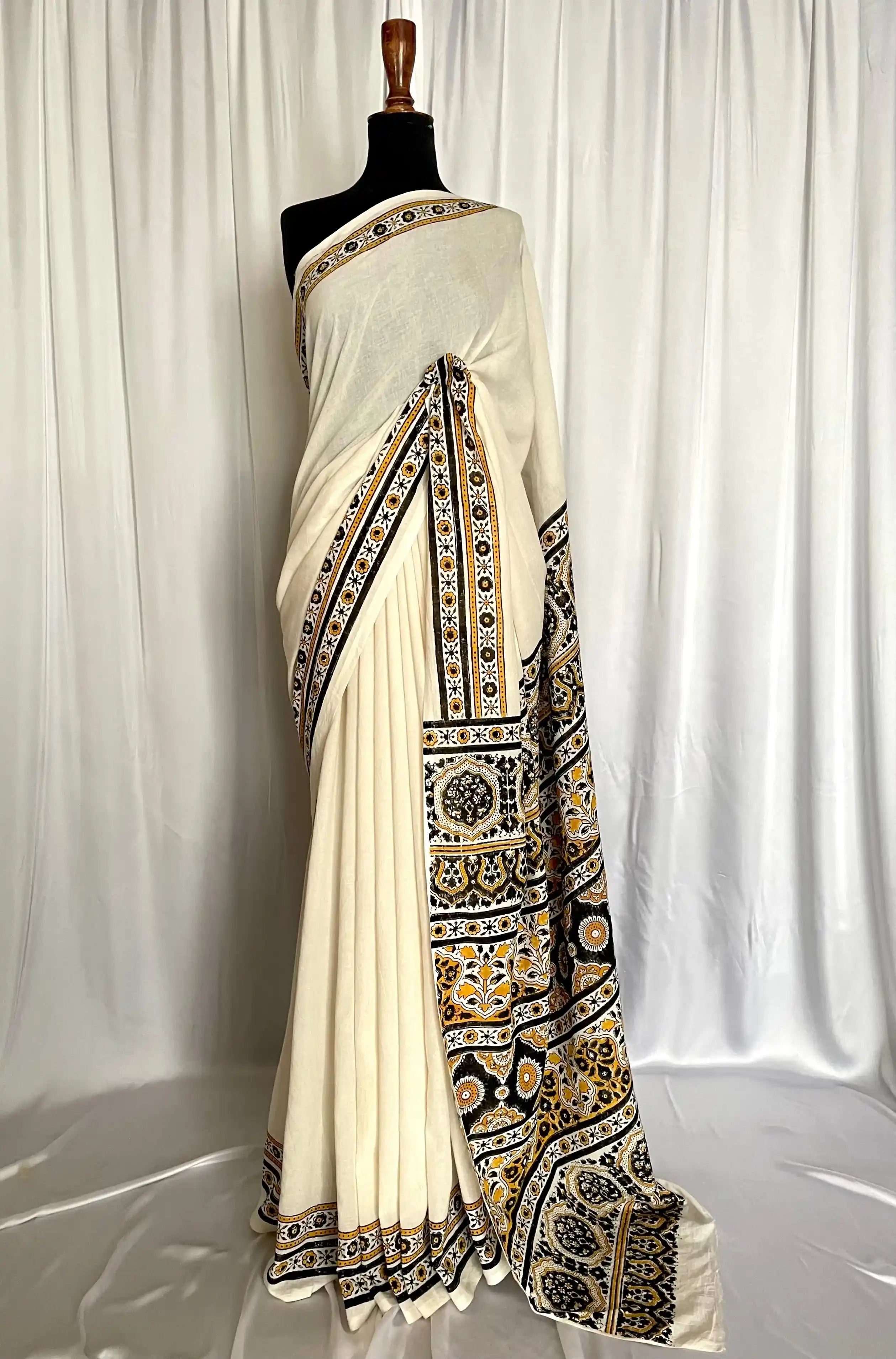 Ajrak Hand-Blocked Silk: Saaz