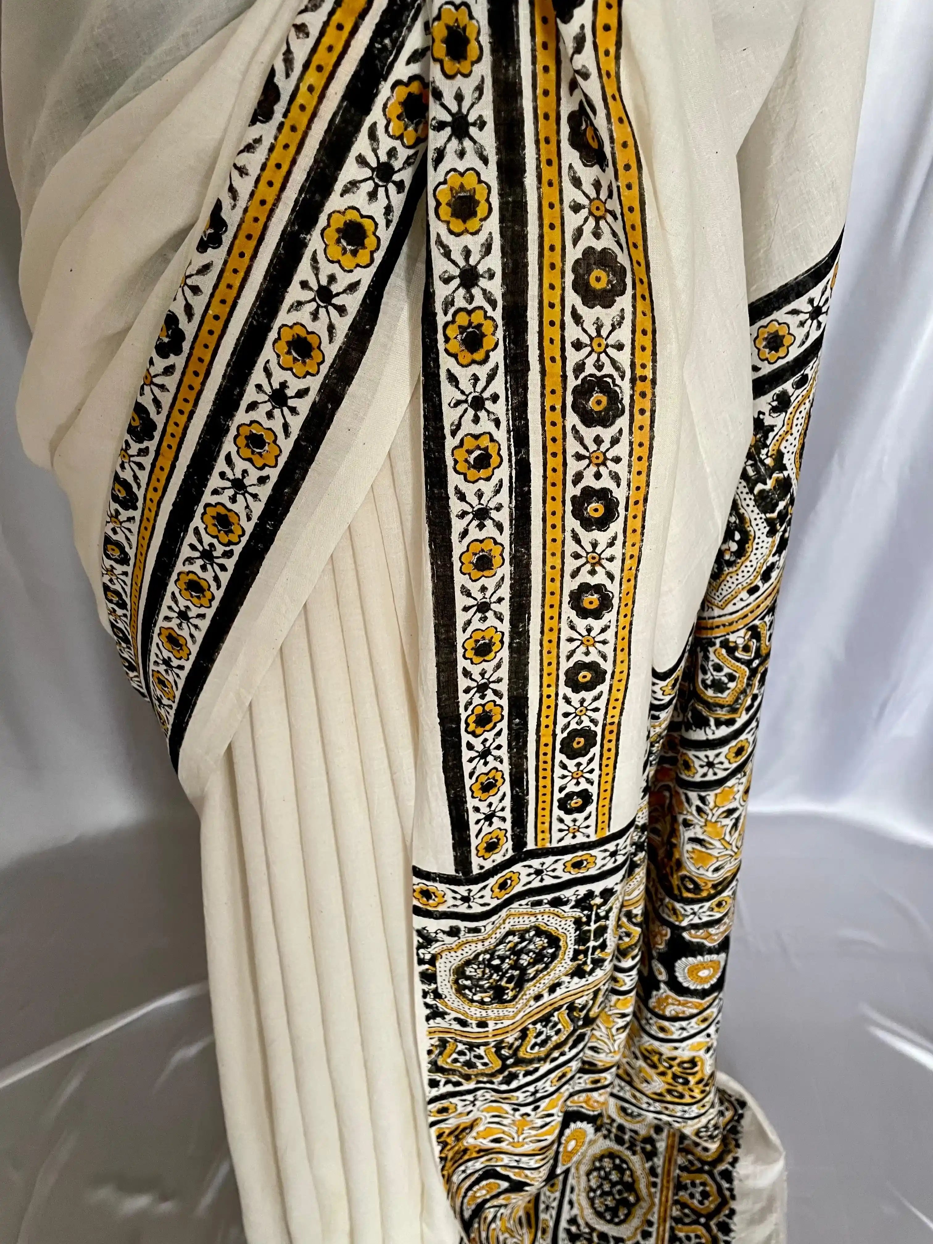 Ajrak Hand-Blocked Silk: Saaz