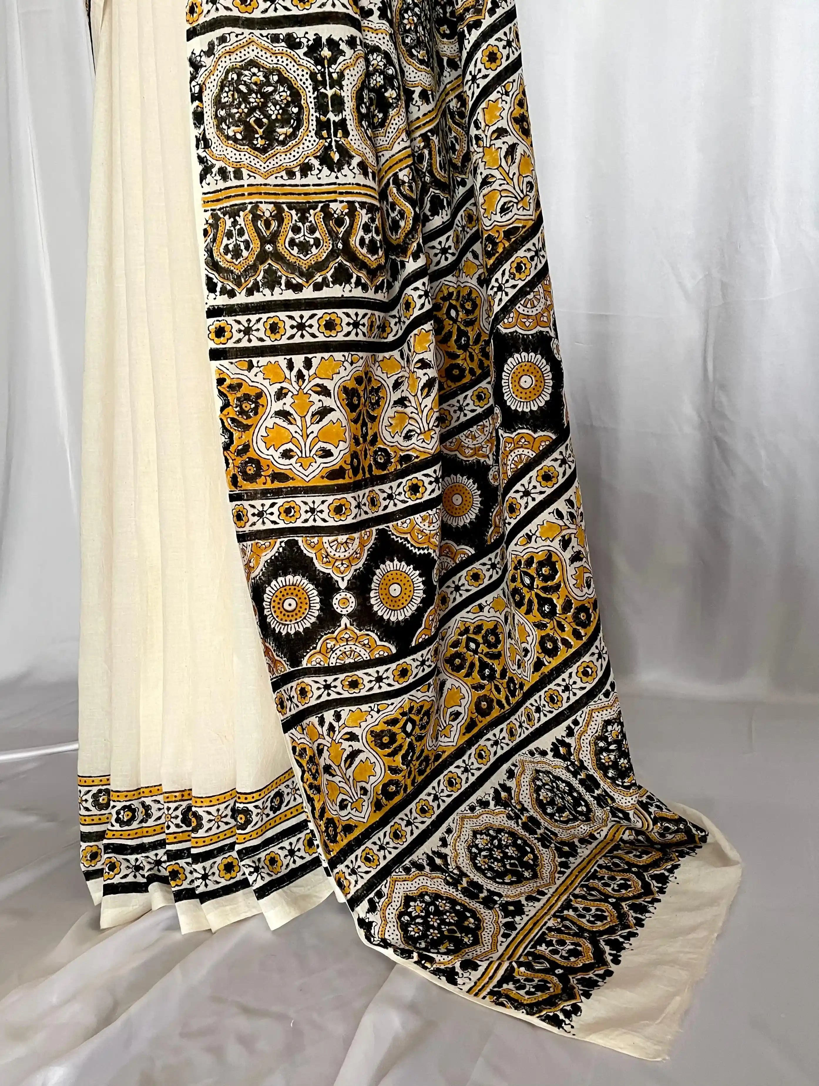 Ajrak Hand-Blocked Silk: Saaz