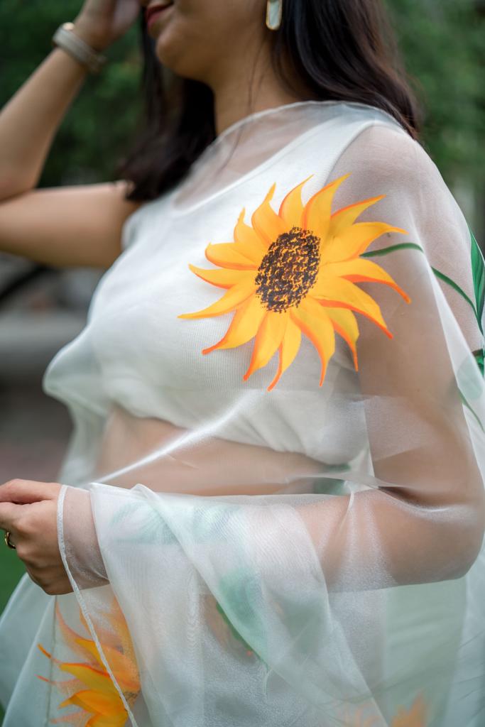 Glass Organza - Hand Painted:  Dakota Sunflower