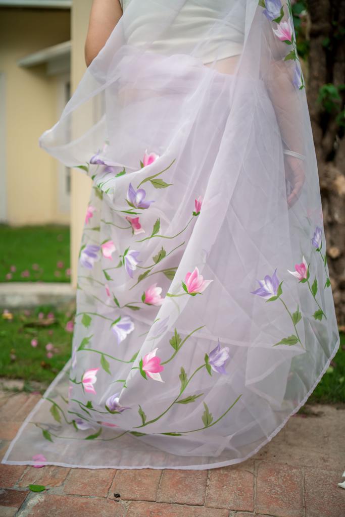 Glass Organza - Hand Painted: Lilac Tulip