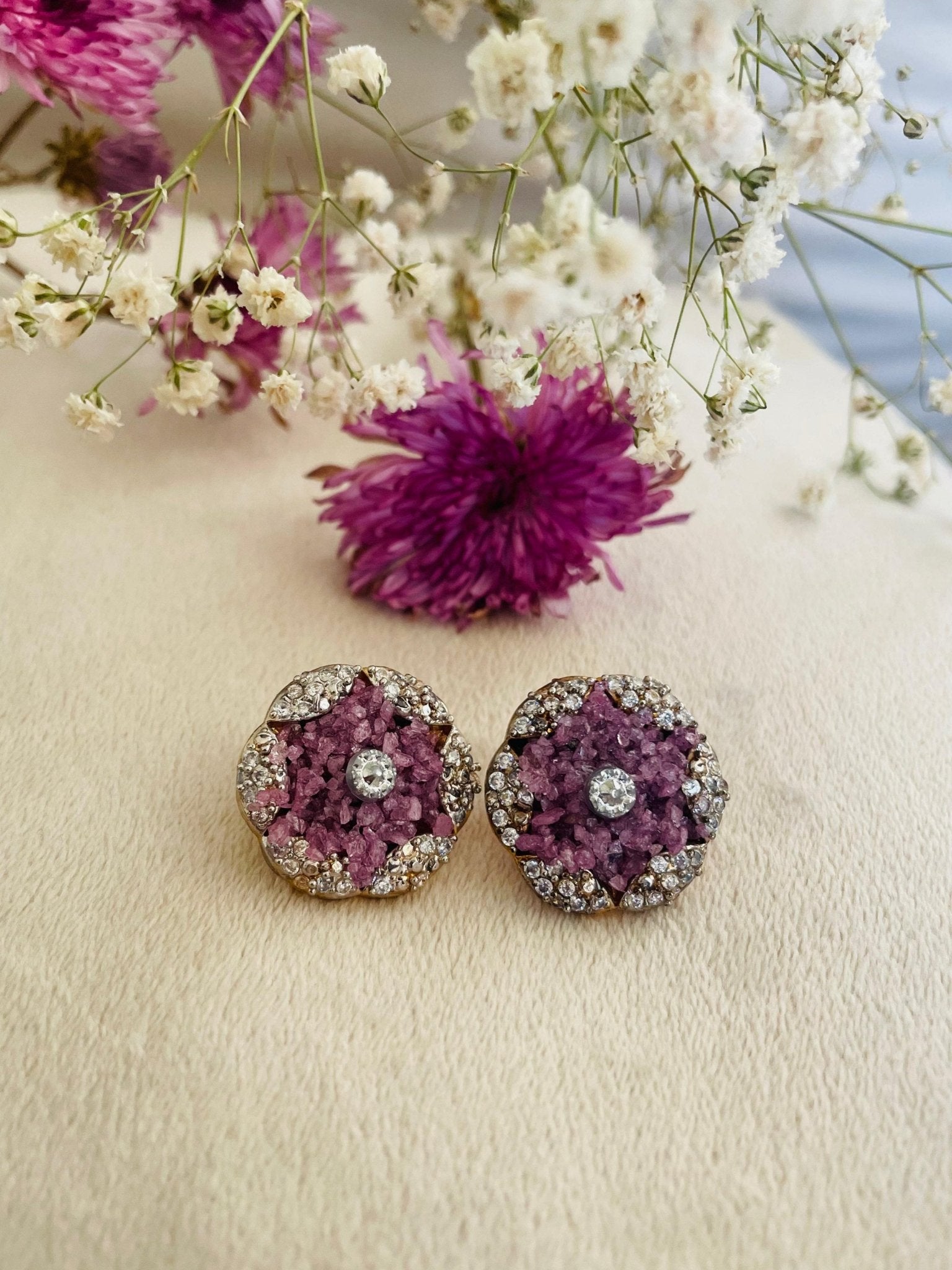 Amethyst & Zircon Studs