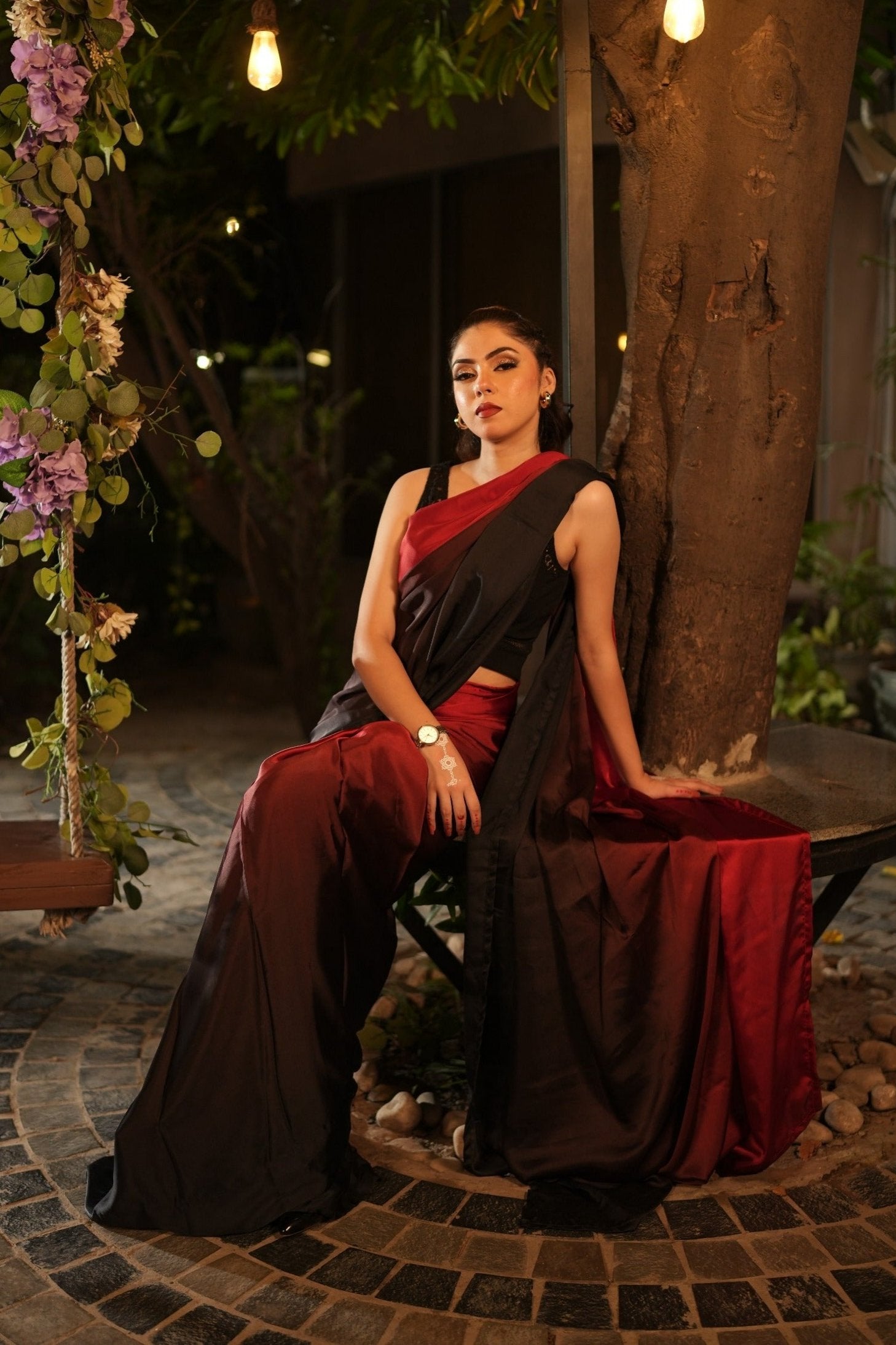 Jaan-E-Jahan - Ombré Silk: Fiery Red