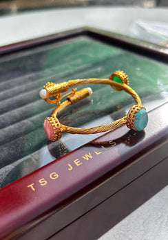 Gold Plated Bangle: Majestic Bloom