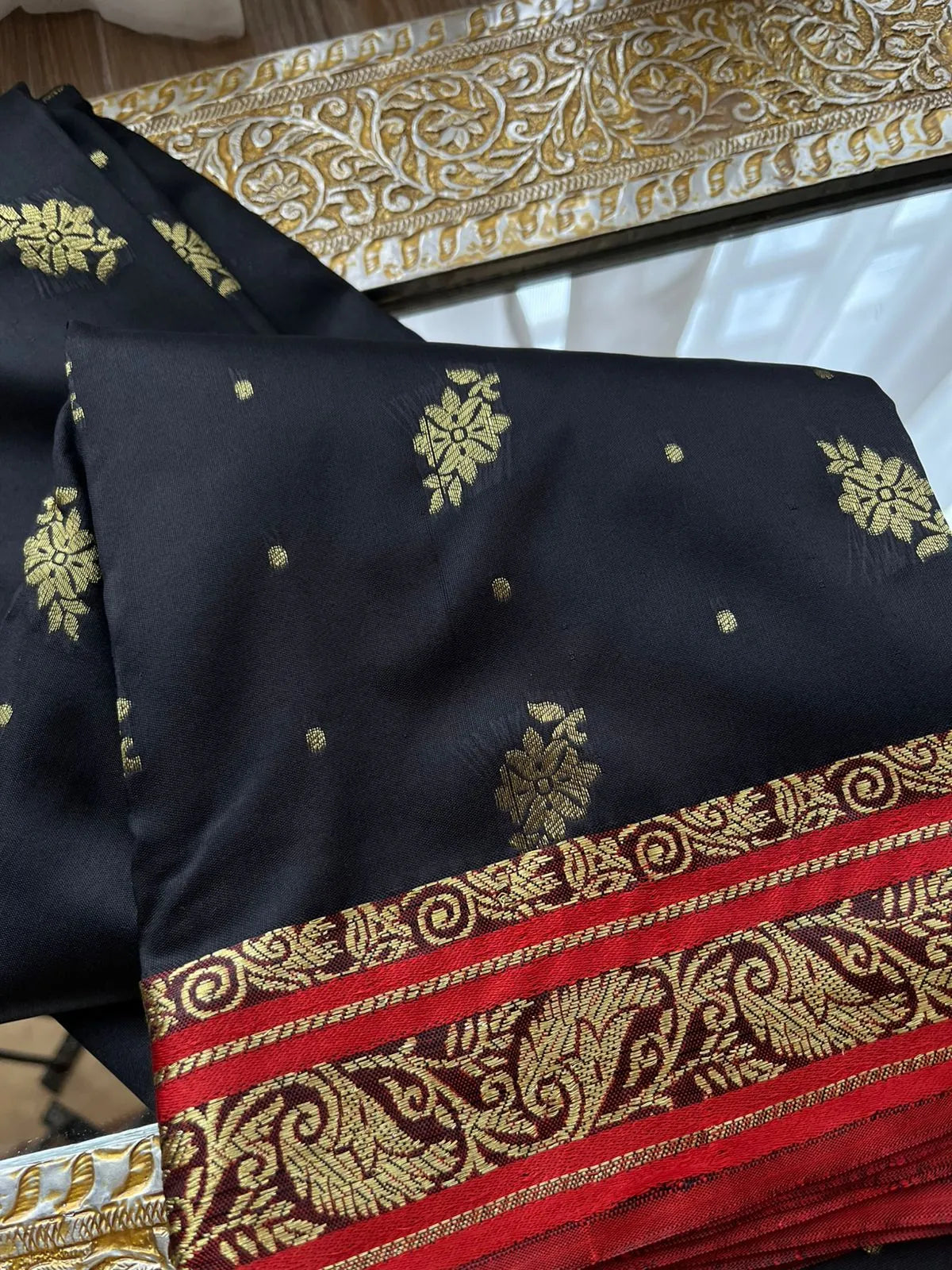 Riwayti Banarsi Silk: Smoky Black