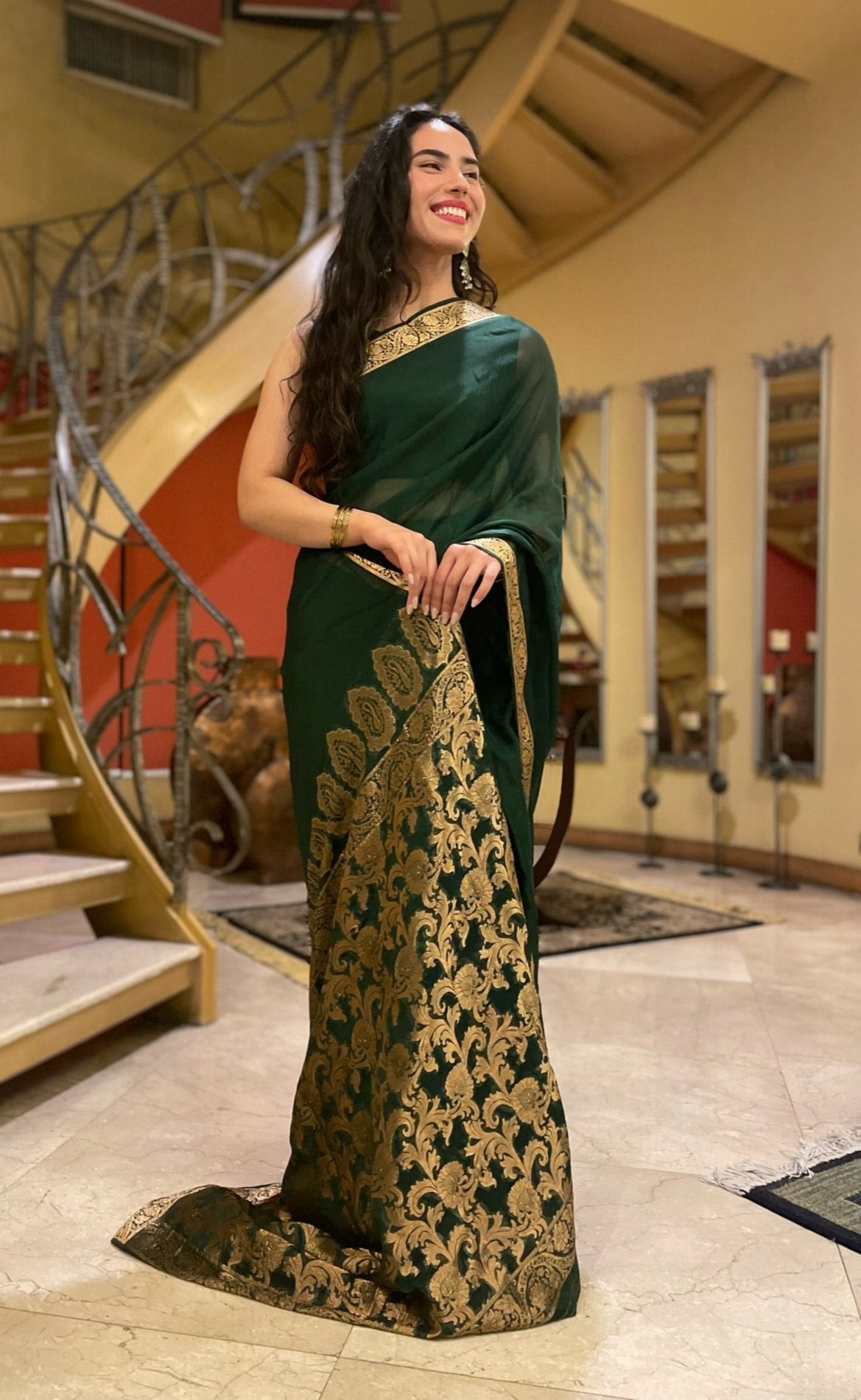 Chiffon Silk Banarsi - Emerald