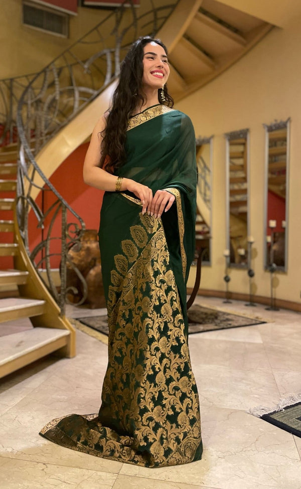 Chiffon Silk Banarsi - Emerald
