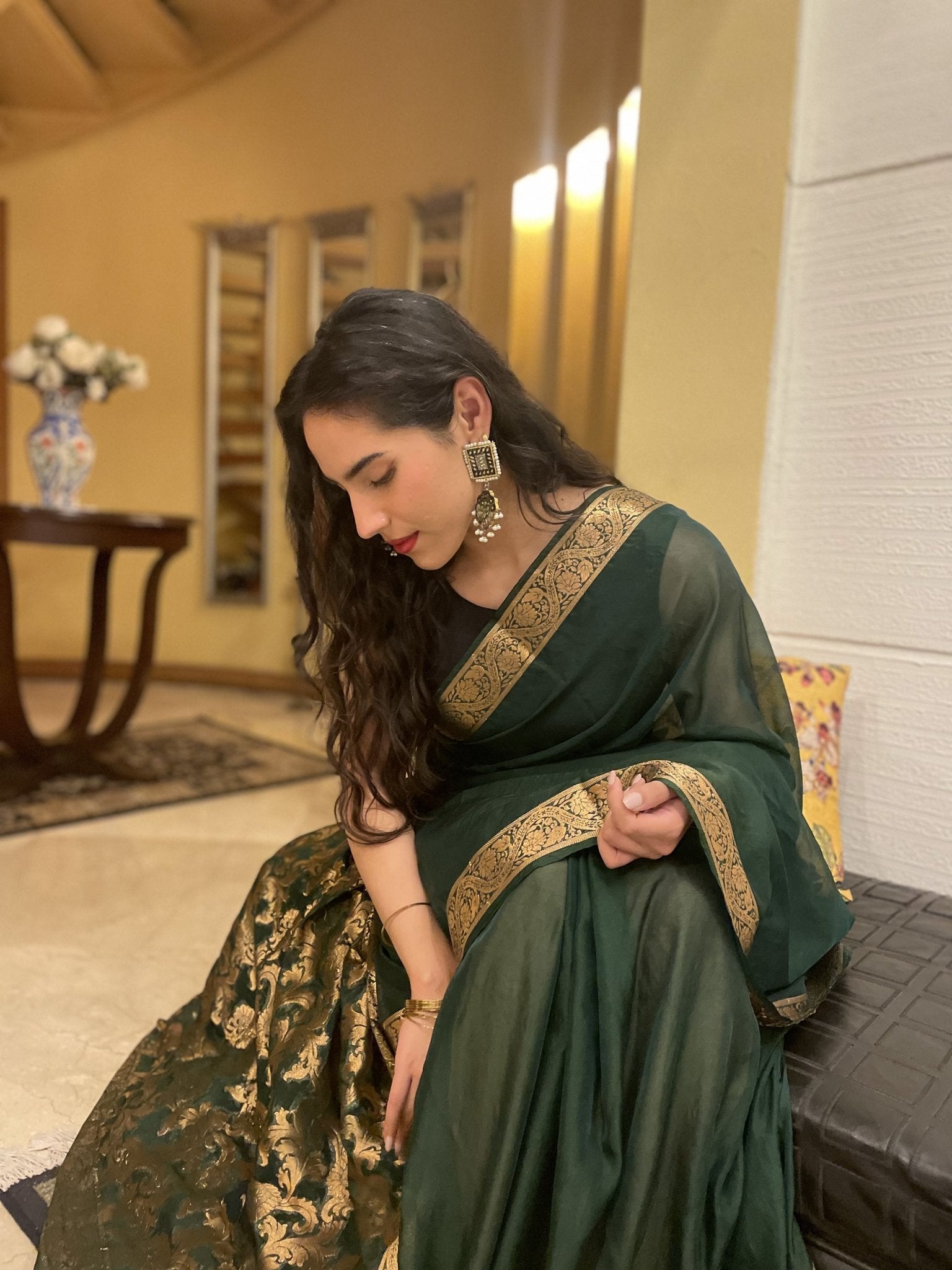 Chiffon Silk Banarsi - Emerald