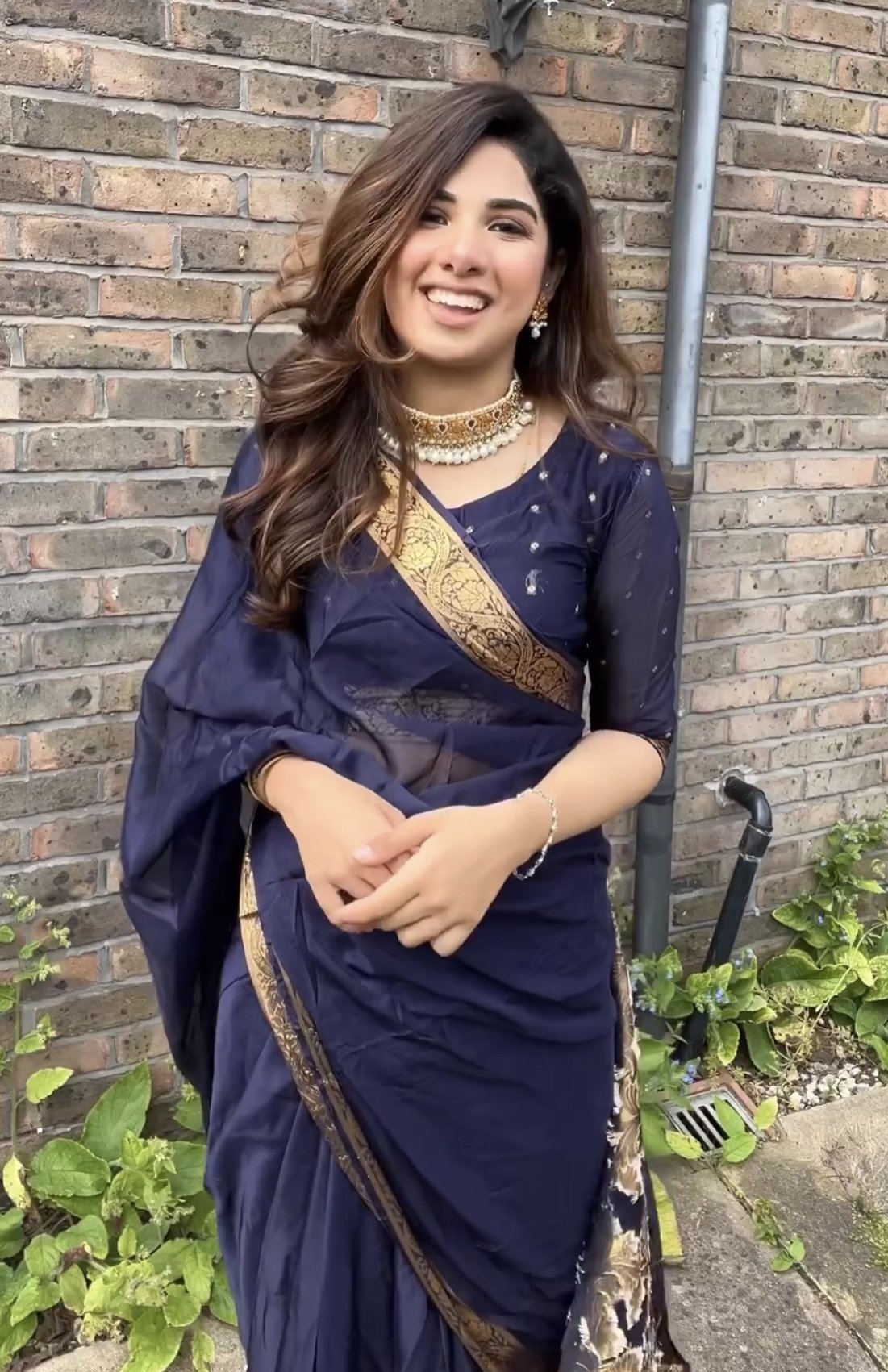 Sample Sale: Chiffon Silk Banarsi - Navy Blue