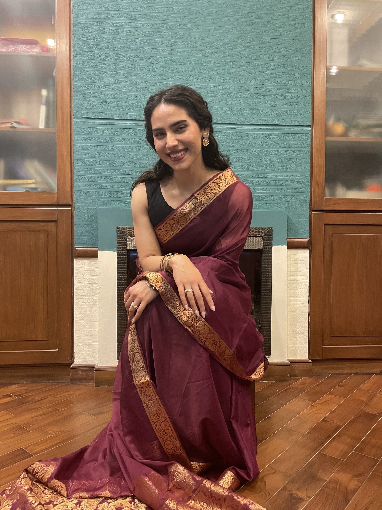 Chiffon Silk Banarsi - Wine Berry