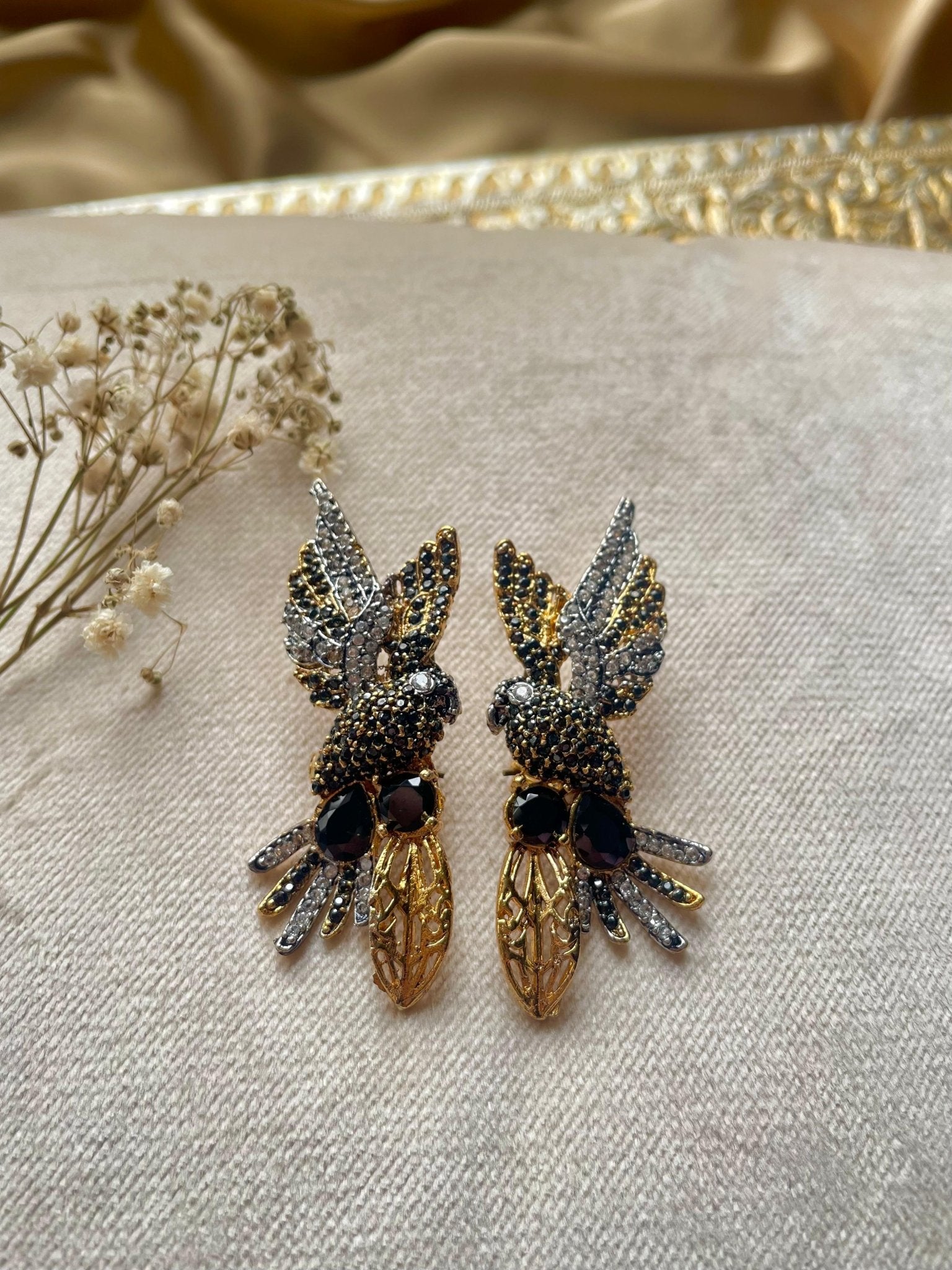 Gold Plated Birds of Moonstone