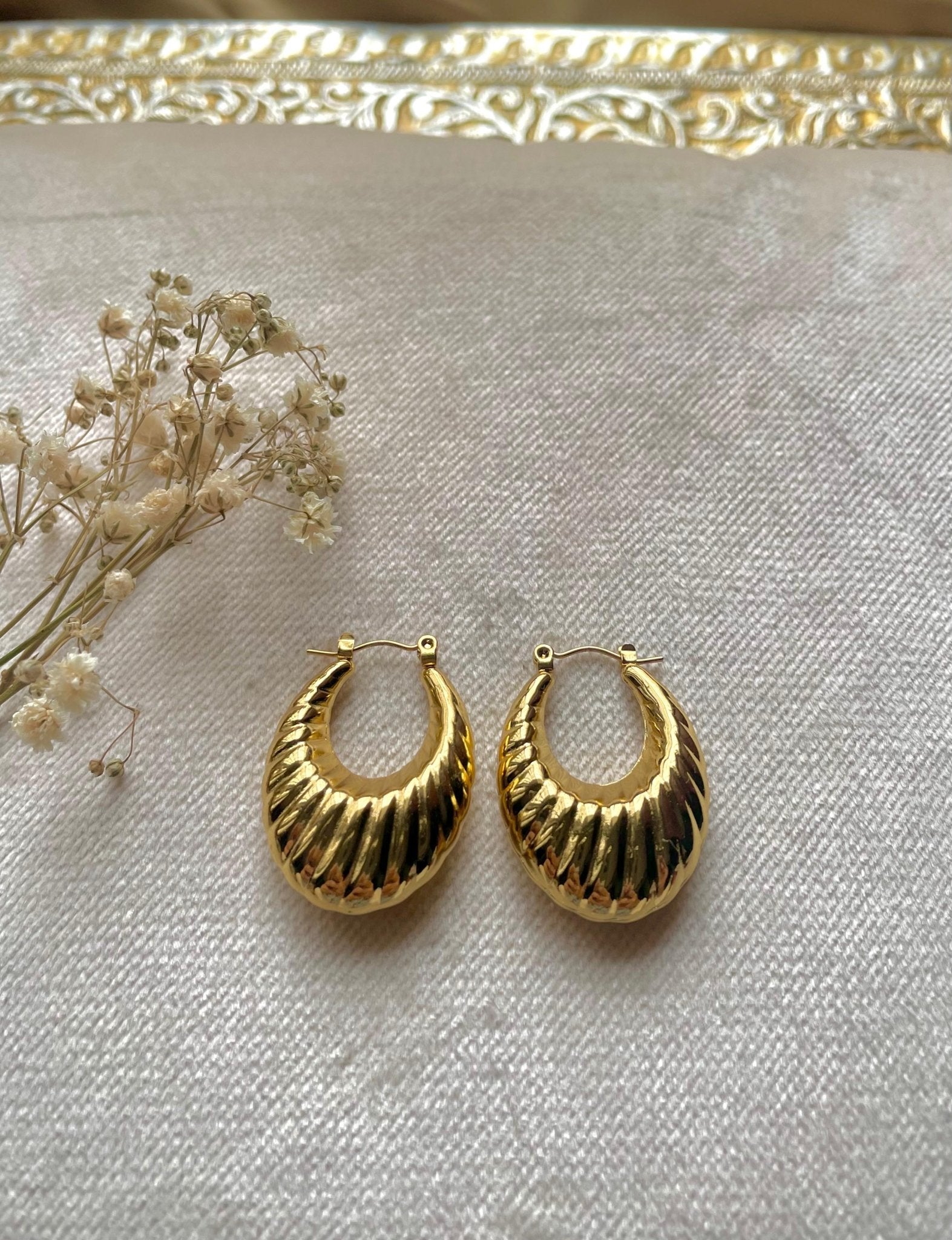 Gold Plated Modern Statement Hoops