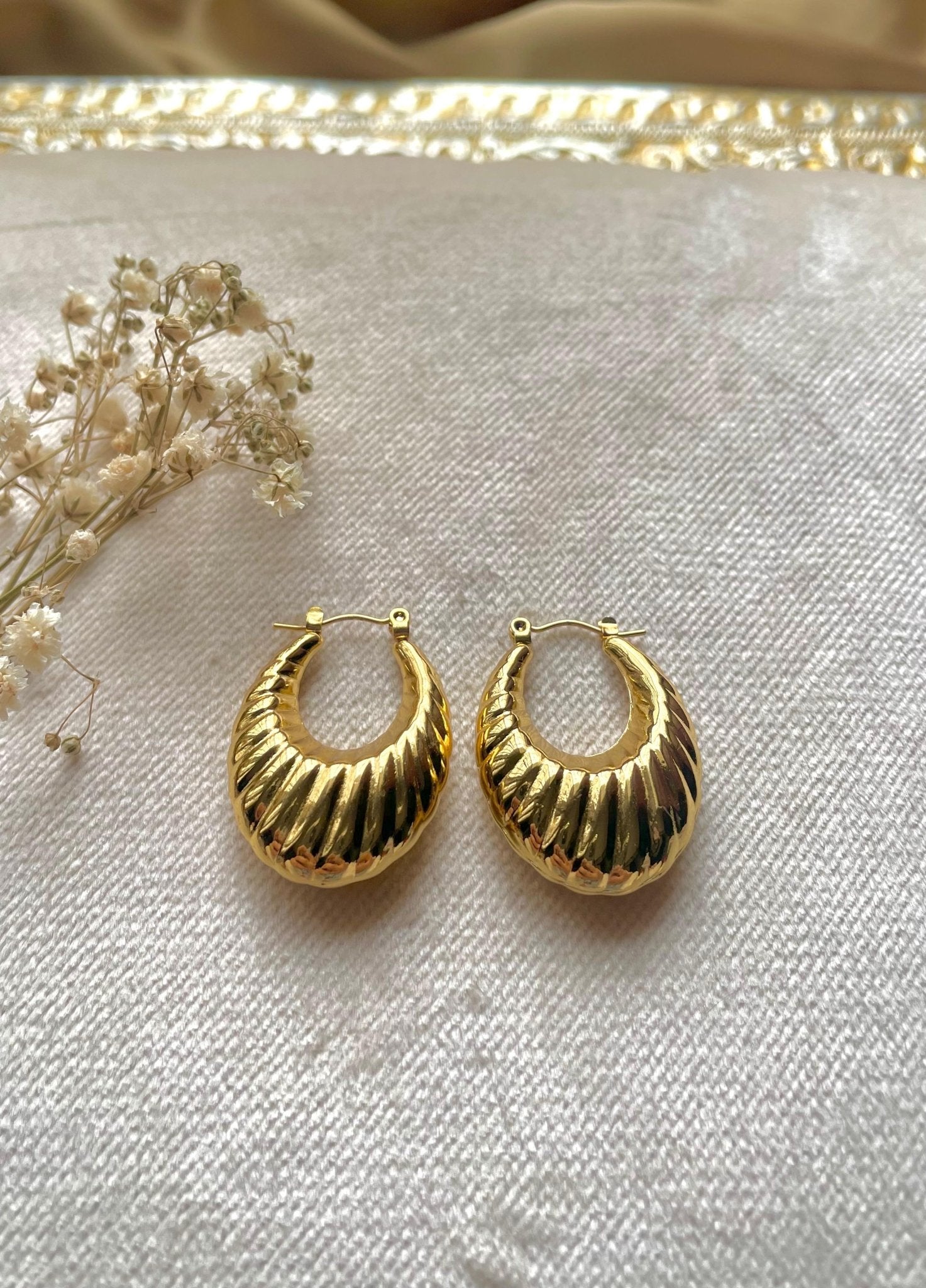 Gold Plated Modern Statement Hoops