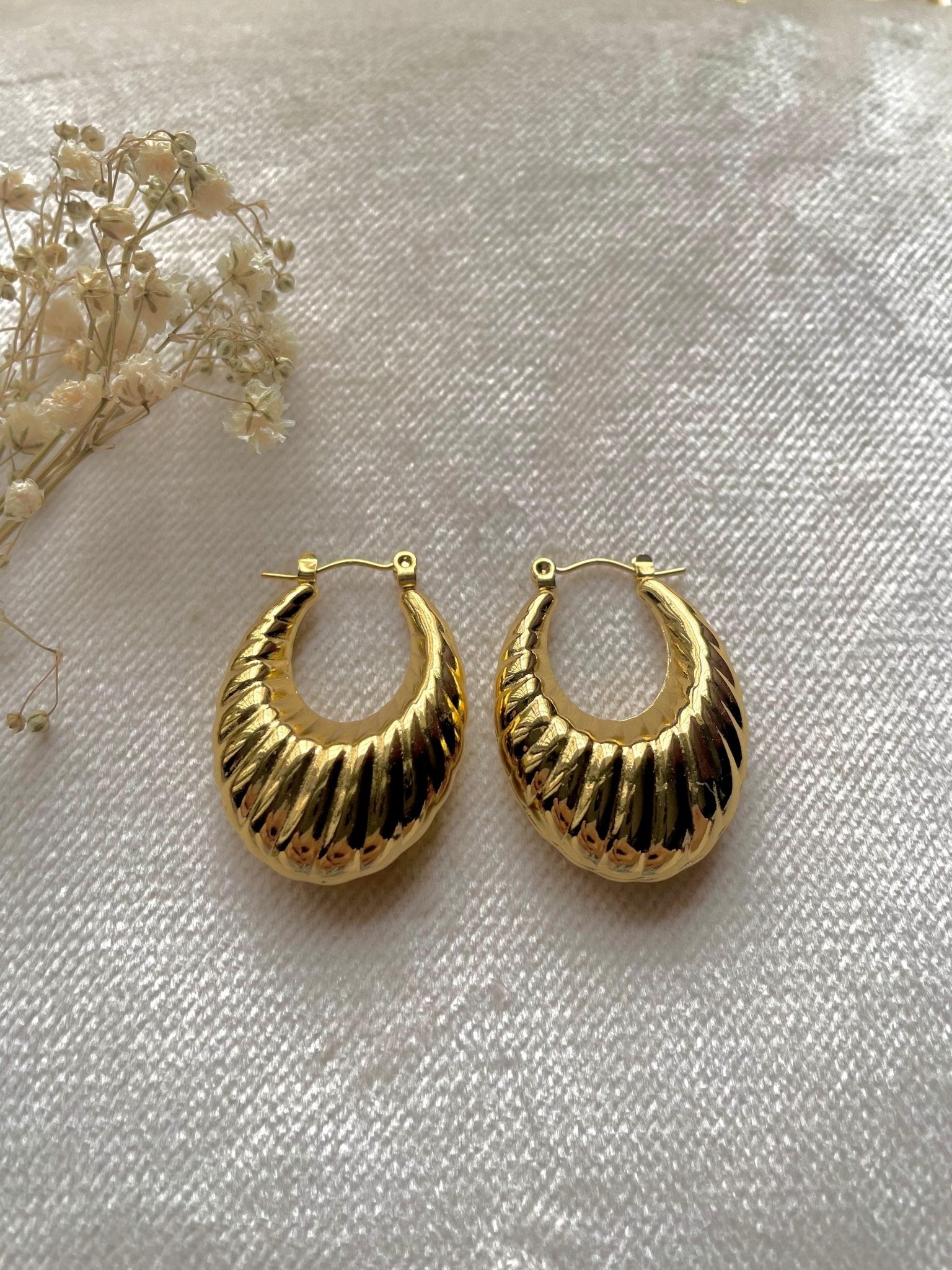 Gold Plated Modern Statement Hoops