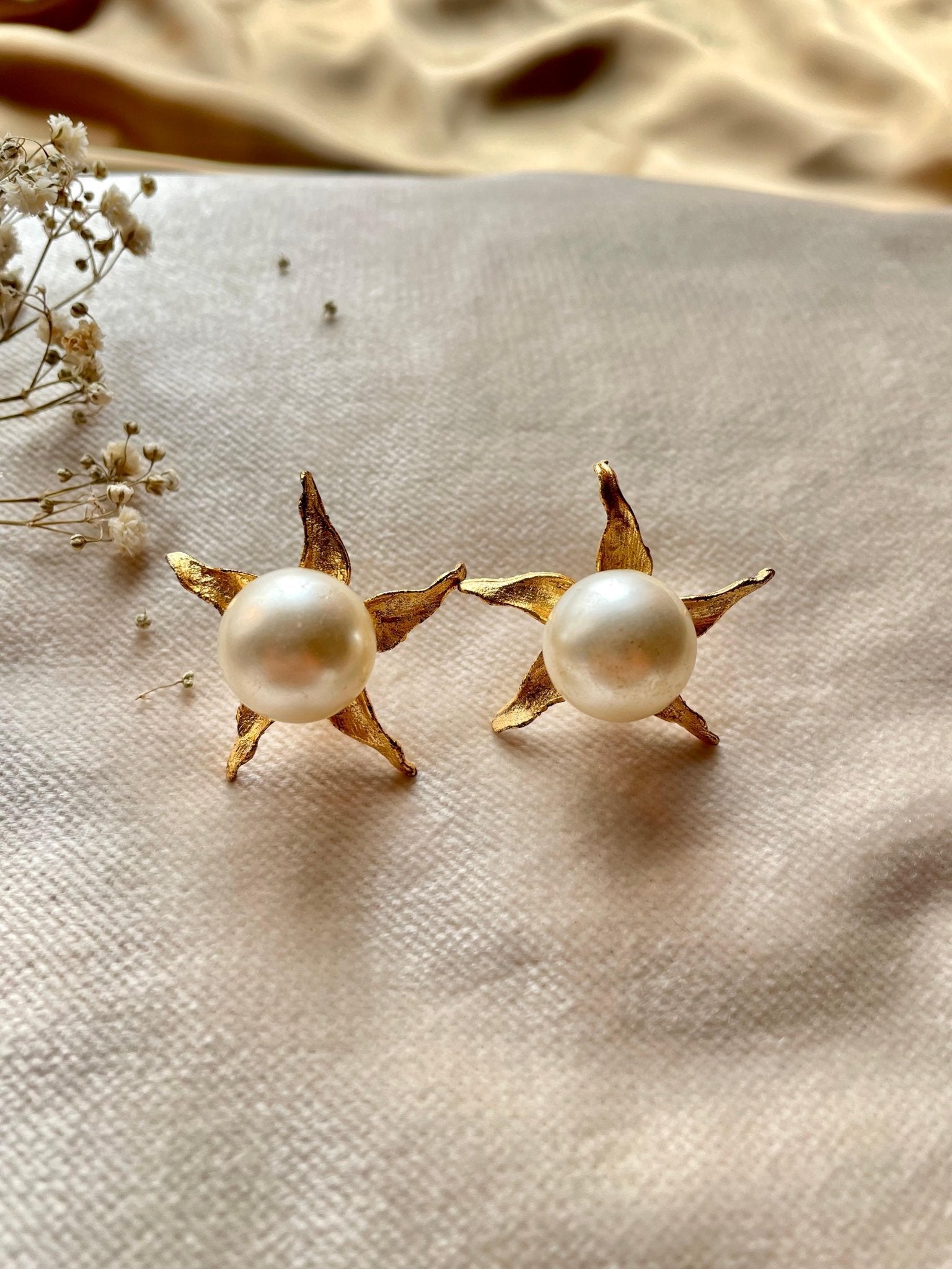 Gold Plated Oceanic Pearl Studs