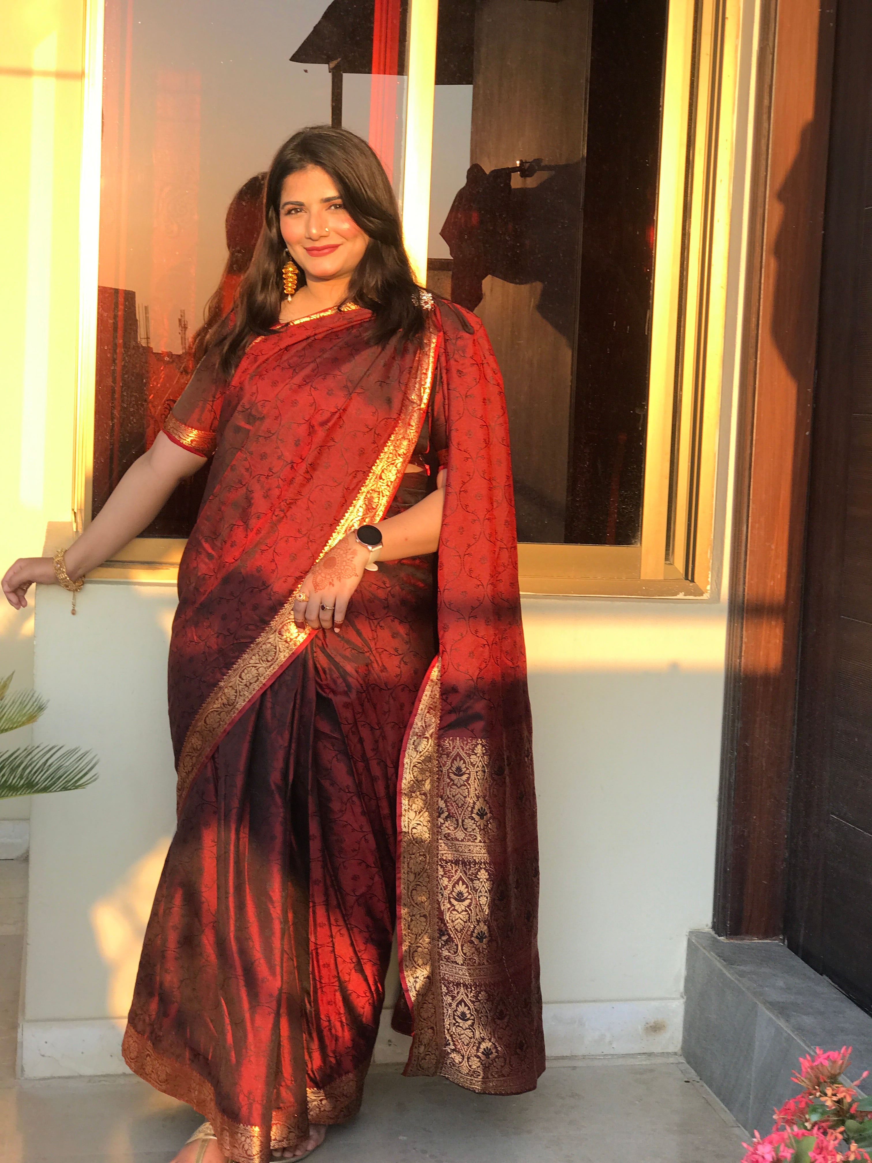 Noor e Jehan Banarsi Silk - Blood Maroon