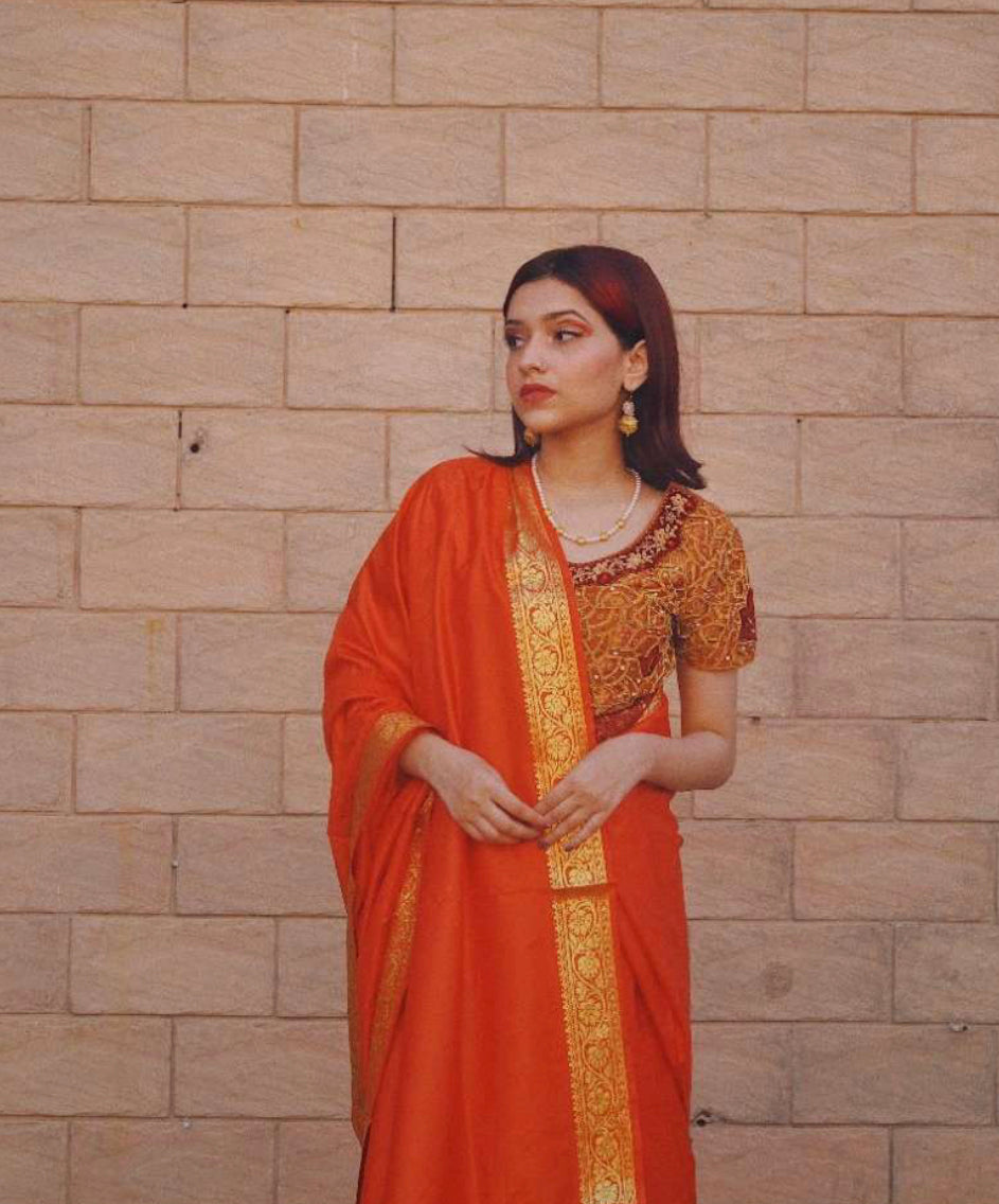 Noor e Jehan Banarsi Silk: Tangerine