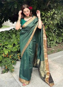 Handloom Banarsi Silks: Tropez Emerald