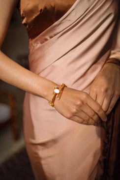 Gold Plated Bangle: Majestic Pearl