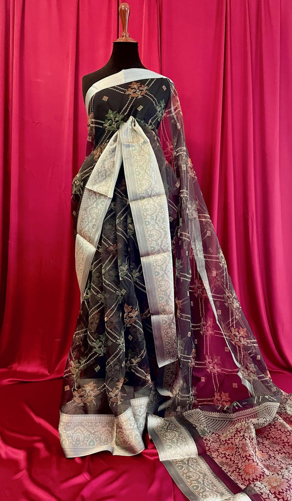 Kanchivaram Organza Silk: Kohl