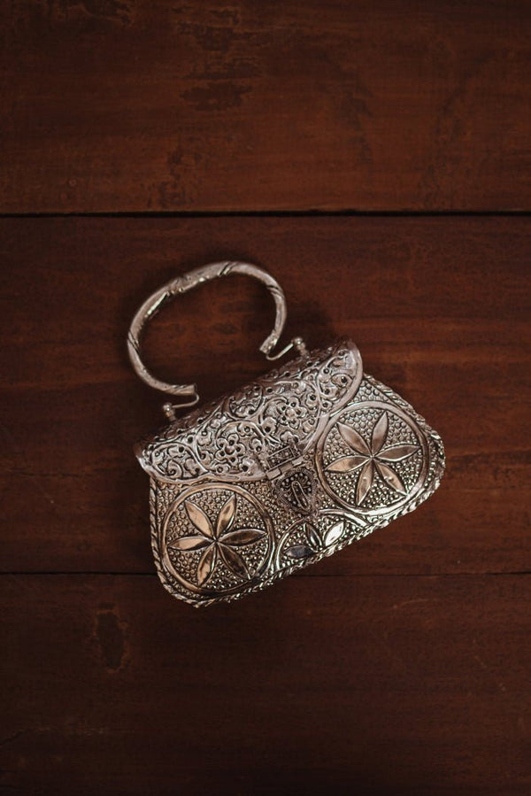 Jaipuri Silver Clutch