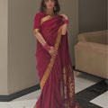 Chiffon Silk Banarsi - Wine Berry